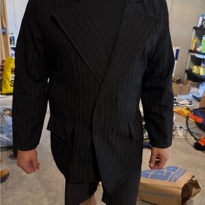 Classic Black Pinstripe Men's Blazer - Gomez Adam’s